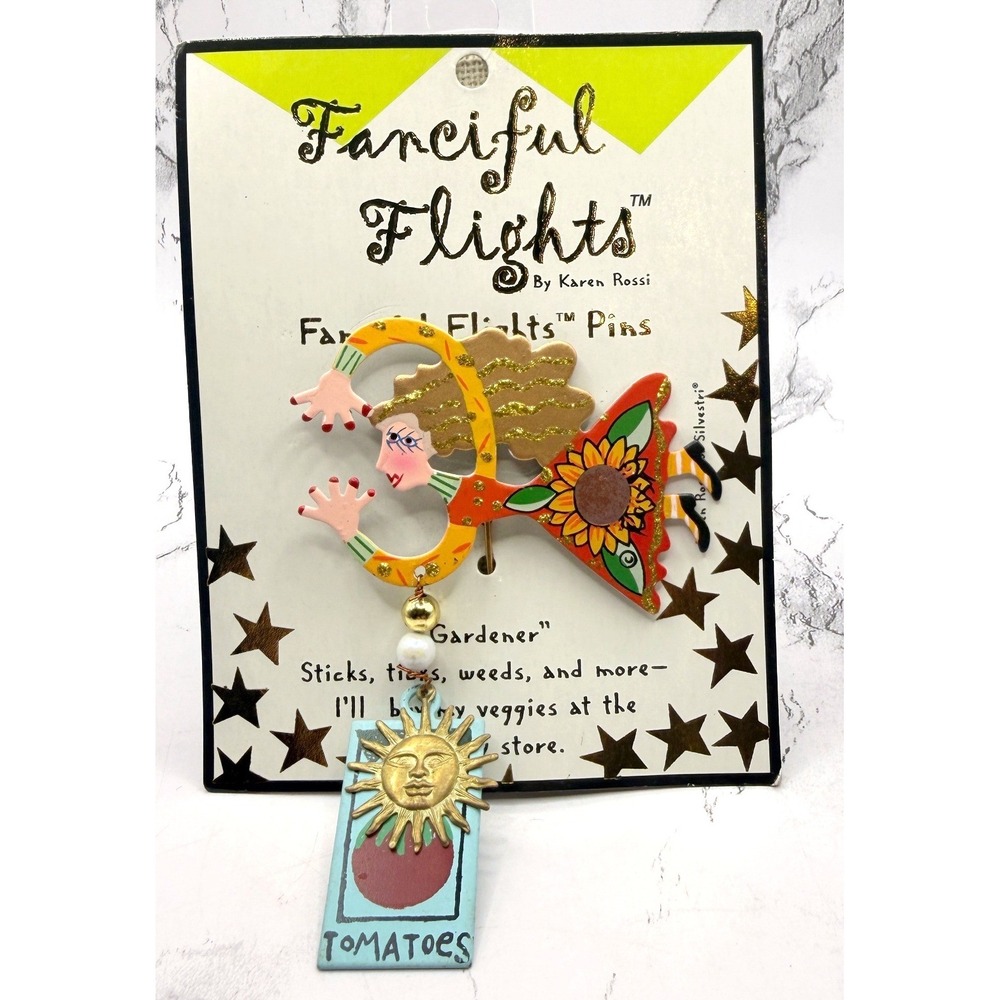 Fanciful Flights‎ Karen Rossi Gardener Stick Pin 4" Whimsical Celestial